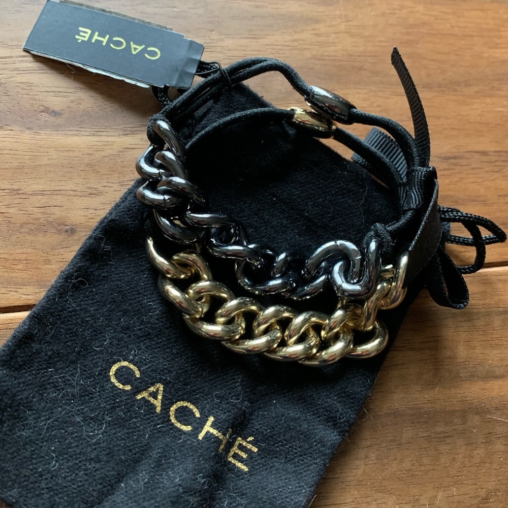 New CACHE Gold & Black Chainlink Bracelet Duo